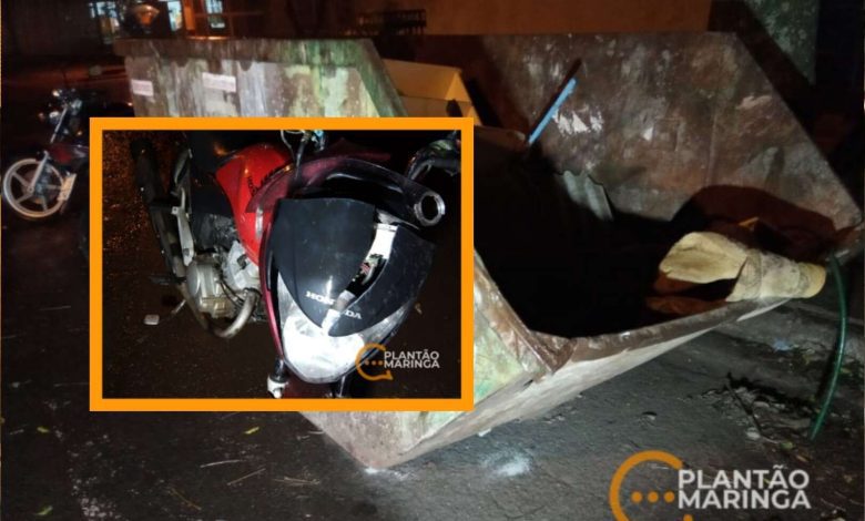 Fotos de Motociclista sofre ferimentos graves após bater em caçamba de entulho mal sinalizada em Maringá