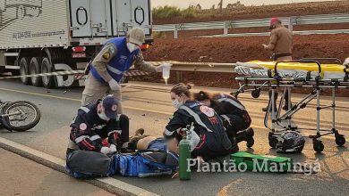 Fotos de Motociclista sofre traumatismo craniano após colidir com carreta na PR-323