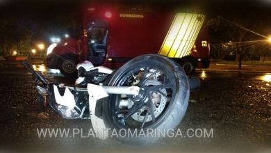 Fotos de Motociclista tem a perna dilacerada ao se chocar contra carro em Maringá