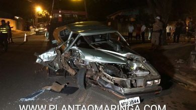 Fotos de Motorista bate carro contra caminhão parado e fica em estado grave em Maringá