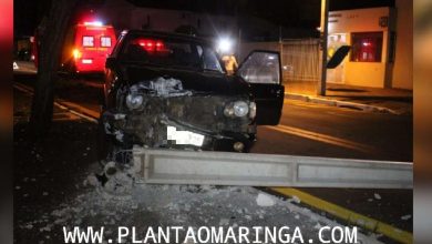 Fotos de Motorista com sinais de embriaguez derruba poste em Maringá