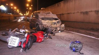 Fotos de Motorista invade pista contrária, bate de frente com moto e deixa casal em estado grave em Maringá