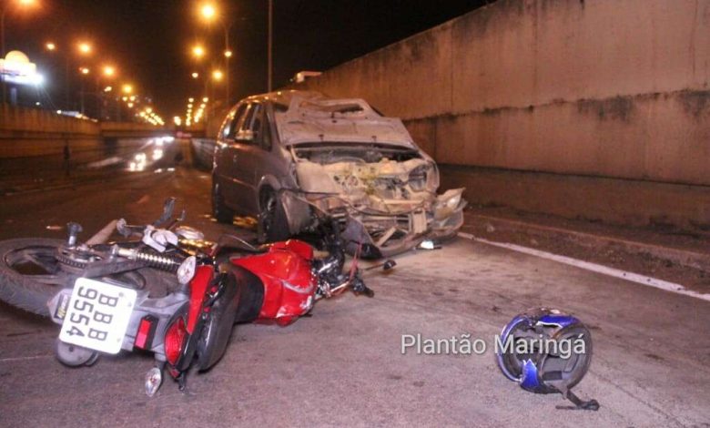 Fotos de Motorista invade pista contrária, bate de frente com moto e deixa casal em estado grave em Maringá