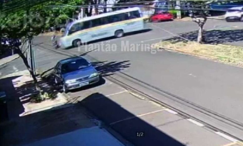 Fotos de Motorista de micro-ônibus invade preferencial e deixa motociclista gravemente ferido em Maringá