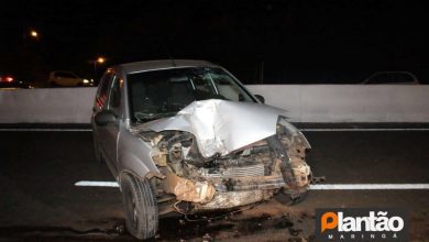 Fotos de Motorista fica ferido após bater na traseira de caminhão em Maringá