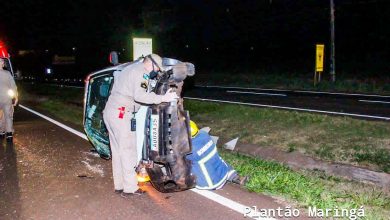 Fotos de Motorista fica ferido após capotar carro na rodovia PR-317, em Maringá