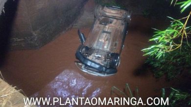 Fotos de Motorista sobrevive após carro cair da ponte em Paiçandu