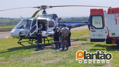 Fotos de Mulher é socorrida de helicóptero após cair de três metros de altura em um supermercado de Mandaguaçu