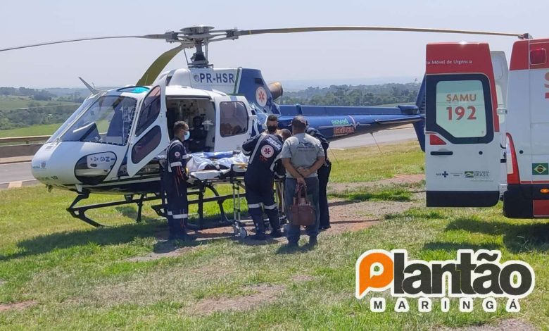 Fotos de Mulher é socorrida de helicóptero após cair de três metros de altura em um supermercado de Mandaguaçu