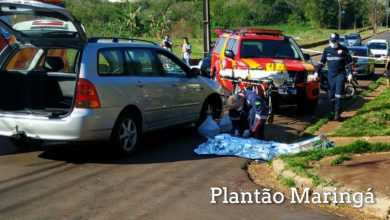 Fotos de Mulher morre e homem fica ferido em acidente entre carro e moto em Maringá