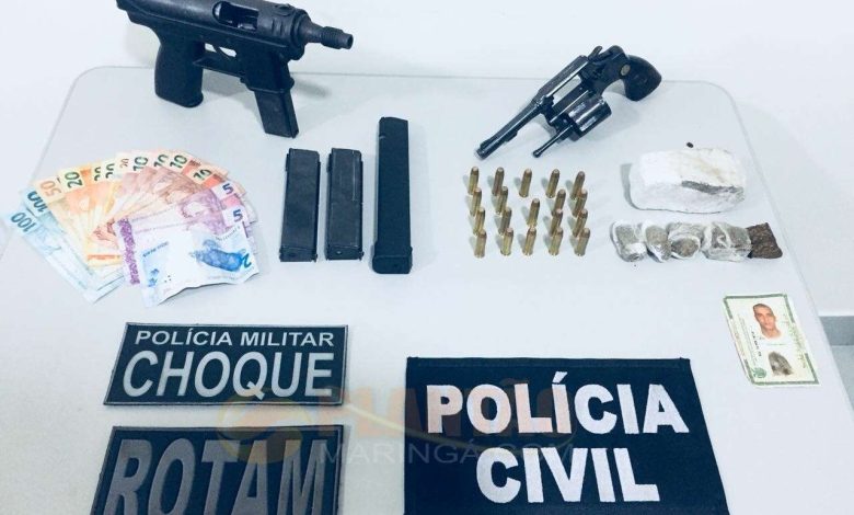 Fotos de Operação conjunta entre Polícia Militar e Polícia Civil resulta em duas pessoas presas, apreensão de armas, munições, carregadores, drogas e dinheiro