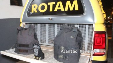 Fotos de Policiais da equipe ROTAM apreenderam coletes balísticos em Sarandi