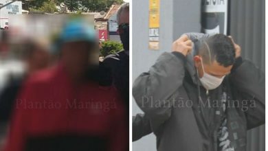 Fotos de Suspeitos de atirar em cabeça de comerciante durante assalto em Iguatemi se apresentam e saem pela porta da frente da delegacia