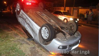 Fotos de Trânsito - casal fica ferido em capotamento registrado na zona sul de Maringá