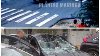 Fotos de Carro capota após motorista avançar via preferencial em Maringá