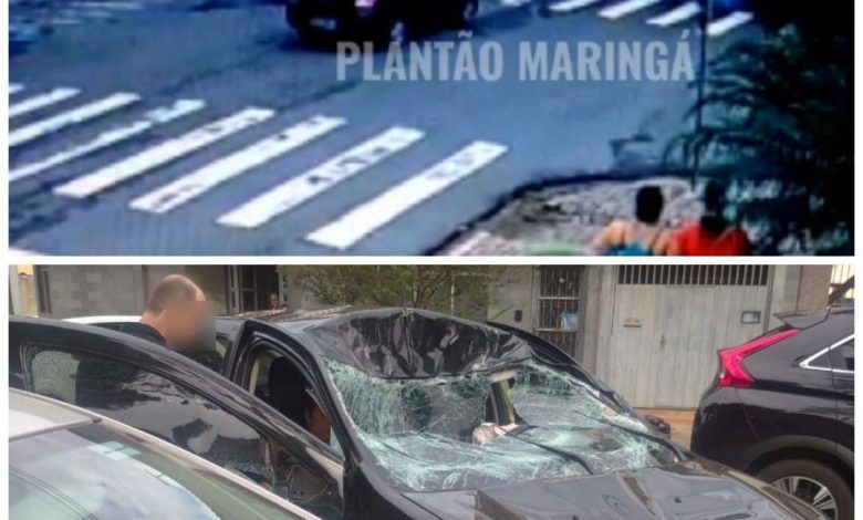 Fotos de Carro capota após motorista avançar via preferencial em Maringá