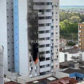 Fotos de Prédio é evacuado em Maringá, após incêndio em um apartamento no 3º andar