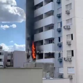 Fotos de Prédio é evacuado em Maringá, após incêndio em um apartamento no 3º andar