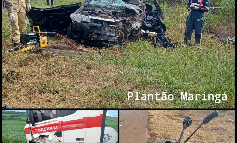 Fotos de Homem morre e mulher é socorrida de helicóptero após colisão entre carro e carreta entre Maringá e Iguaraçu 