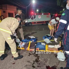 Fotos de Motociclista é intubado após avançar preferencial e bater contra carro em Maringá