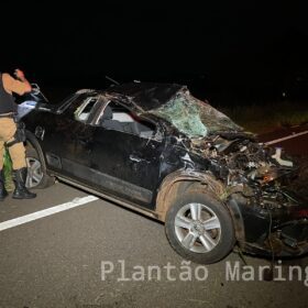 Fotos de Identificado motorista que morreu esmagado por caminhão após ser ejetado de veículo na PR-323