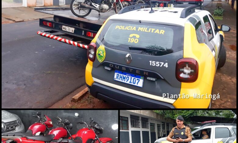 Fotos de Polícia Militar prende dois homens, uma garota de programa e recupera três motos roubadas em Maringá