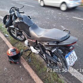 Fotos de Motociclista sofre ferimentos graves após bater e derrubar alambrado em avenida de Maringá 