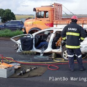 Fotos de Mulher é socorrida com ferimentos após colisão na rodovia BR-376, entre Marialva e Sarandi