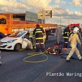 Fotos de Mulher é socorrida com ferimentos após colisão na rodovia BR-376, entre Marialva e Sarandi