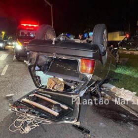 Fotos de Motorista embriagado avança preferencial, causa acidente e tenta fugir empurrando carro em Maringá 