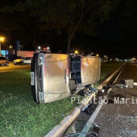 Fotos de Motorista embriagado avança preferencial, causa acidente e tenta fugir empurrando carro em Maringá 