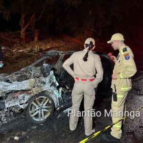 Fotos de Carro explode após batida e motorista morre carbonizado em Maringá