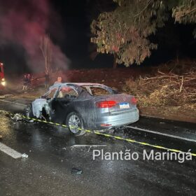 Fotos de Carro explode após batida e motorista morre carbonizado em Maringá