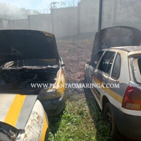 Fotos de Quatro viaturas da Polícia Militar ficam destruídas após incêndio em Maringá