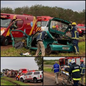 Fotos de Três pessoas ficam feridas em grave acidente na PR-323