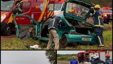 Fotos de Três pessoas ficam feridas em grave acidente na PR-323