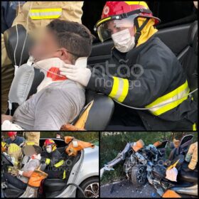 Fotos de Batida frontal entre dois carros deixa cinco pessoas feridas em Maringá