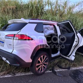 Fotos de Batida frontal entre dois carros deixa cinco pessoas feridas em Maringá