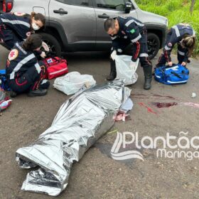 Fotos de A caminho do trabalho homem morre após bater moto de frente com caminhão, em Maringá