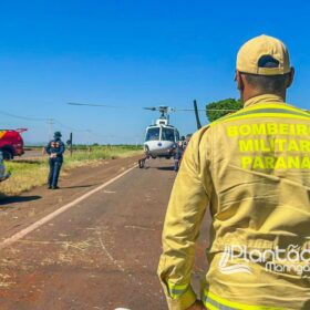 Fotos de Motorista é socorrido de helicóptero após ser ejetado de veículo em capotamento