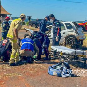 Fotos de Motorista é socorrido de helicóptero após ser ejetado de veículo em capotamento