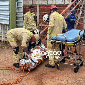 Fotos de Trabalhador fica ferido ao cair em laje de construção em Maringá