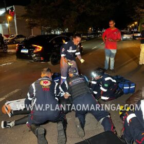Fotos de Mulher fica ferida após bater moto em carro estacionado em Maringá