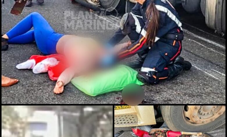 Fotos de A caminho do trabalho moça é socorrida em estado grave após ser arrastada por carreta em Maringá