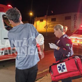 Fotos de Homem fica ferido após ser atacado com golpes de facão durante briga na frente do albergue de Maringá