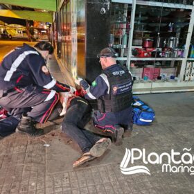 Fotos de Homem socorrido com ferimentos grave após ser esfaqueado na Praça Raposo Tavares em Maringá