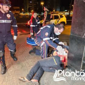 Fotos de Homem socorrido com ferimentos grave após ser esfaqueado na Praça Raposo Tavares em Maringá