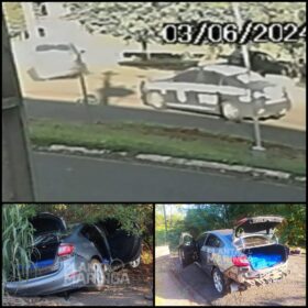 Fotos de Câmera registra perseguição policial que resultou na apreensão de carro carregado de drogas em Maringá