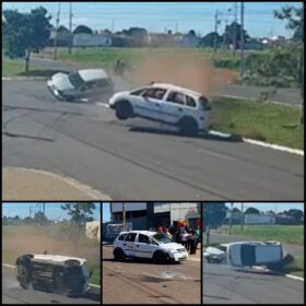 Fotos de Vídeo mostra carro capotando diversas vezes após colisão em Maringá