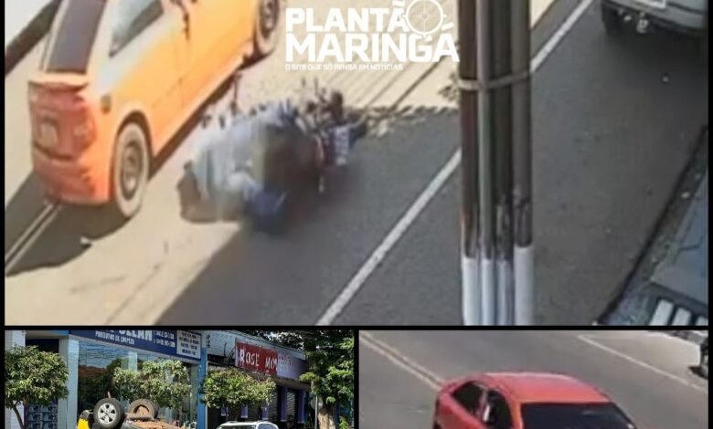 Fotos de Vídeo mostra motociclista sendo baleado enquanto andava de moto; durante o atendimento uma viatura da Polícia Militar capotou